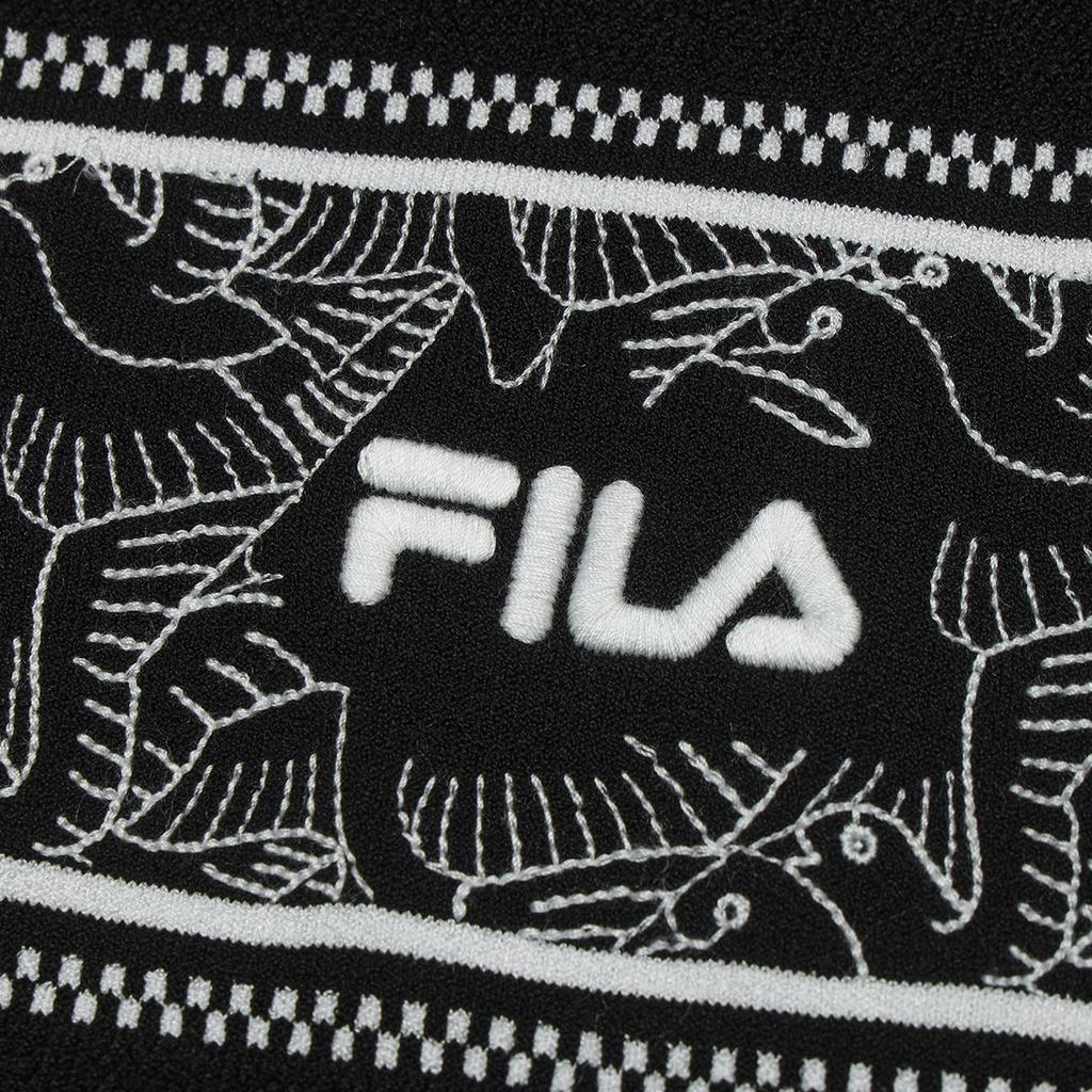 Fila X M.C. ESCHER Heritage Series Fashion Casual Woven Short Sleeve Dress Women Dresses Black F11W538311F-BK