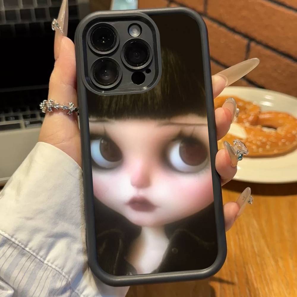 Dark Cute Girl Doll  Soft Silicone Case For iphone 17 Air 16 15 14 13 12 11 Pro Max Plus Shockproof TPU Phone Cover
