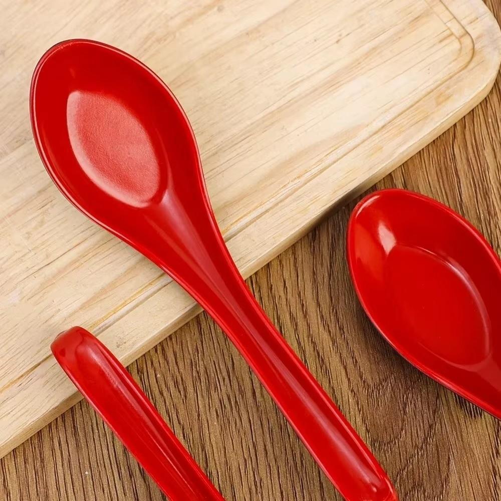 1/5/10pcs Drop-resistant Soup Spoon Bicolor Rice Spoons Japanese Style Long Handle Spoon Bar
