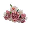 Artificial Rose Bouquet Realistic Fake Silk Flower with Green Leaves Home Wedding Party Table Centerpiece Indoor Outdoor Faux Bloom Decoration