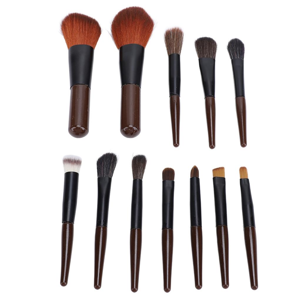 Set Pennelli Trucco da Viaggio Sintetici Mini 12 Pezzi Polvere Illuminante Correttore Ombretti Blush Mini