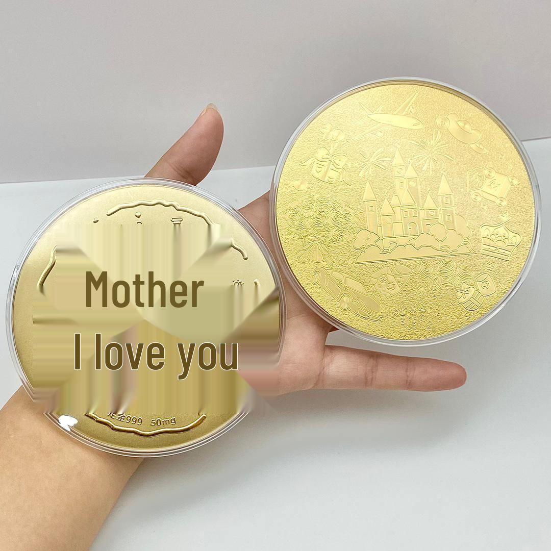 

Монета из чистого золота 999 пробы «Принцесса, пожалуйста, разбогатейте», 50 мг золотой фольги, украшение, подарок для жены или мамы.