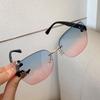 Fashion Rimless Beach Gradient Sunglass Original Lady Retro Branded Shades UV400 Eyeglasses