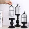 Černý kovový svícen Retro Bird Cage Svícen Jídelní stoly Středové díly Řemesla Svatební párty Domácí dekorace