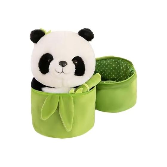 Panda Stuffed Toy Bamboo Tube Panda Panda Stuffed Toy Large Stuffed Panda Panda Holding Bamboo Birthday Gift (S, 1 piece)