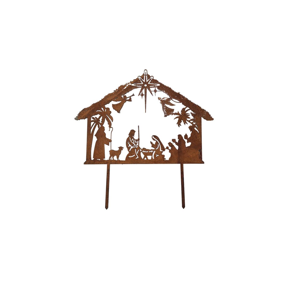 

2D Flat 1-Piece Iron Nativity Silhouette Garden Decoration Stake, Suitable for Law