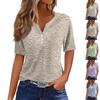 Dámské tričko Tričko Potisk knoflíku Krátký rukáv Denní víkend Móda Basic Top s výstřihem do V