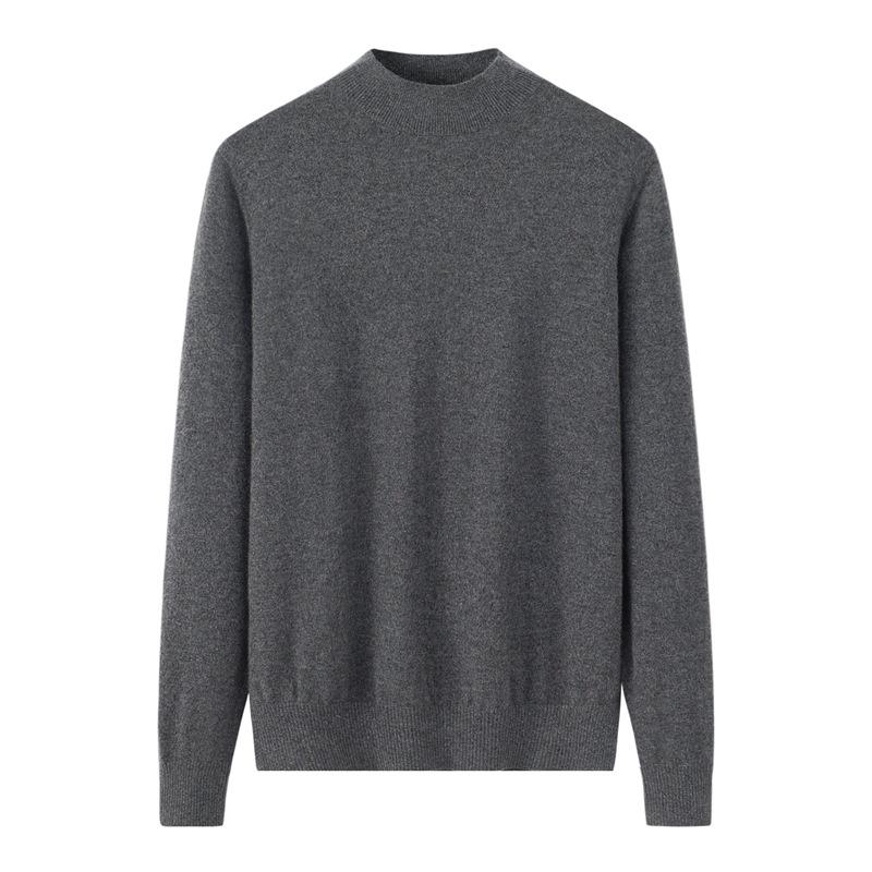 Women's Urban Style Pure Cashmere Slim-Fit Winter Knit Sweater with Half-High Neck