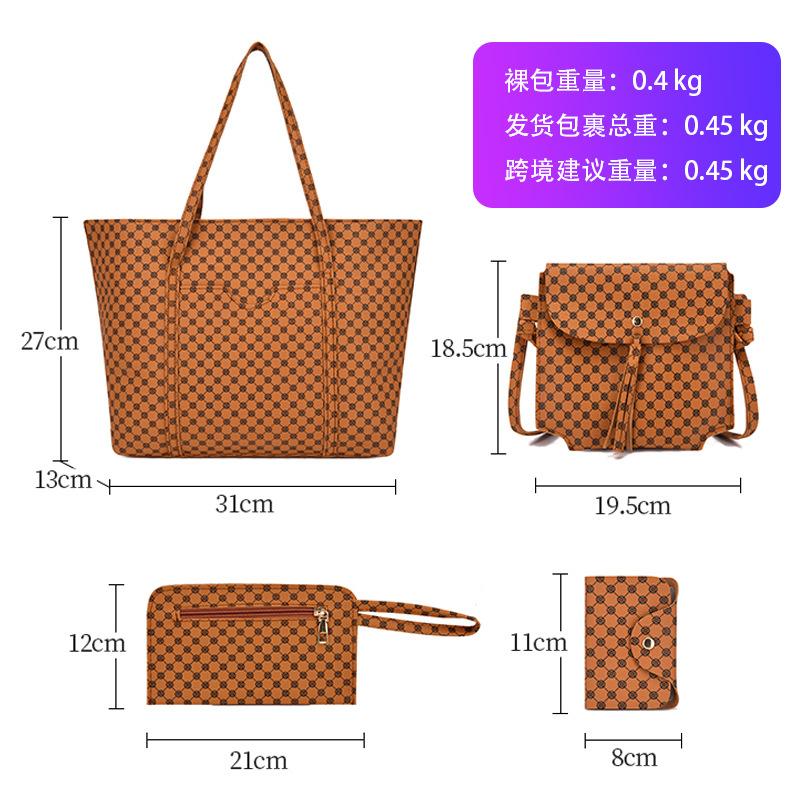New Retro Shoulder Handbag Four-piece Mother and Child Bag Women's Printed Messenger Bag Large Capacity Bag