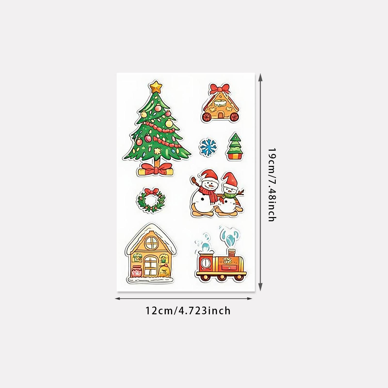 Christmas Tattoo Sticker Cartoon Cute Christmas Tree Snowman Tattoo Sticker Waterproof And Long-Lasting Non-Reflective 12*19