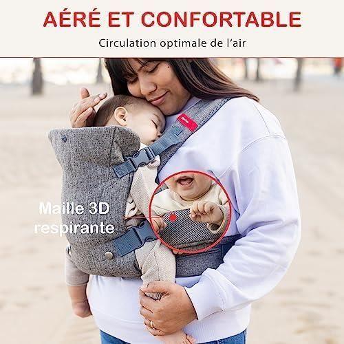 Porte Bébé Physiologique You+Me 4-en-1 - Face Au Monde Et Face À Soi - Gris - Polyester - 3,5 À 14,5 Kg