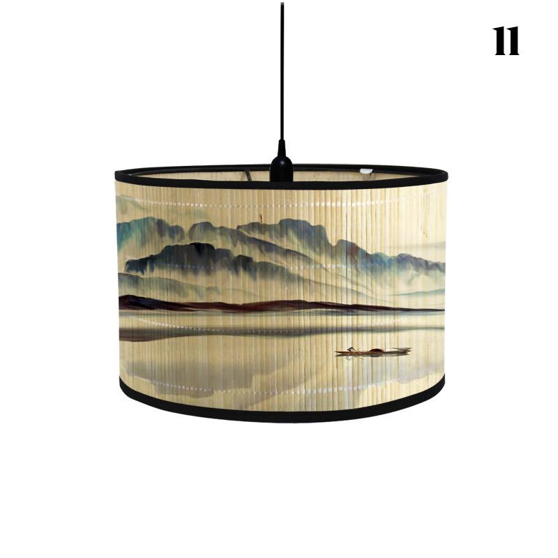 Chinese Retro Style Handmade Bamboo Lamp Shade  Flower Print Lampshade Home Decor Chandelier E27 Lampshade Crafts