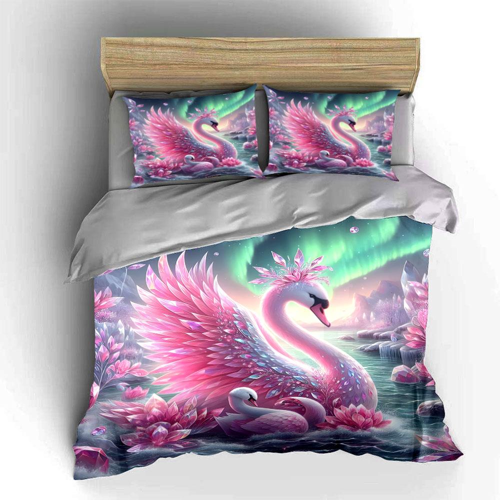 "Crystal swan paradise shimmer." Bedding sets Duvet covers Pillowcases(1* Duvet Cover 2* Pillowcases without duvet insert)