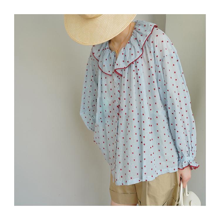 Yilu Peach Pink French Blouse: Summer Vacation Light Long-Sleeved Sunscreen Shirt for Women