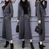 BITCED Women's Fall/Winter Two-Piece Set: Herringbone Tweed Blazer & Wide-Leg Pants Casual Fashion Set