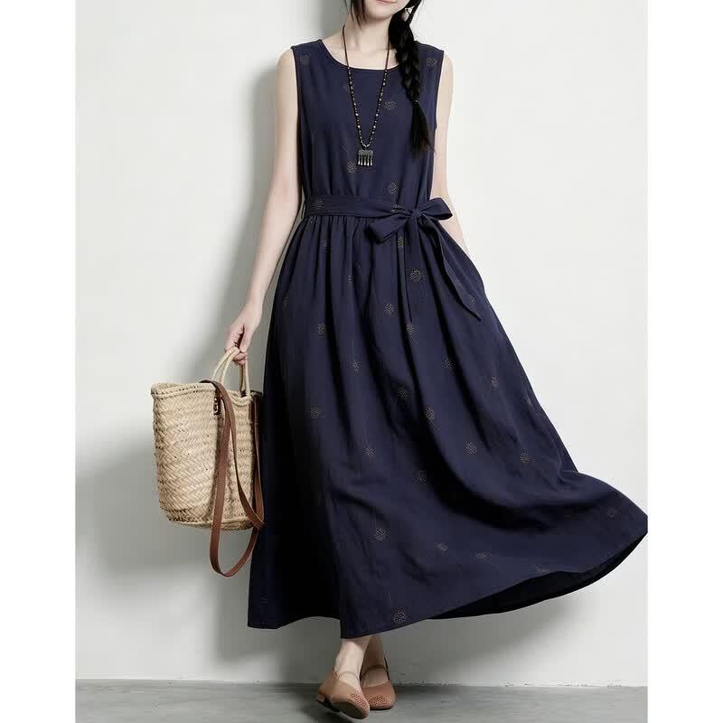 Demana Summer Retro Dandelion Print A-line Dress M
