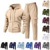 Men's Hoodie and Cargo Jogger Pants 2-Piece Set Casual Sportswear Suit for Outdoor Activities