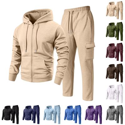 Conjunto de Sudadera con Capucha y Pantalones Jogger Cargo para Hombre de 2 Piezas Traje Deportivo Casual para Actividades al Aire Libre