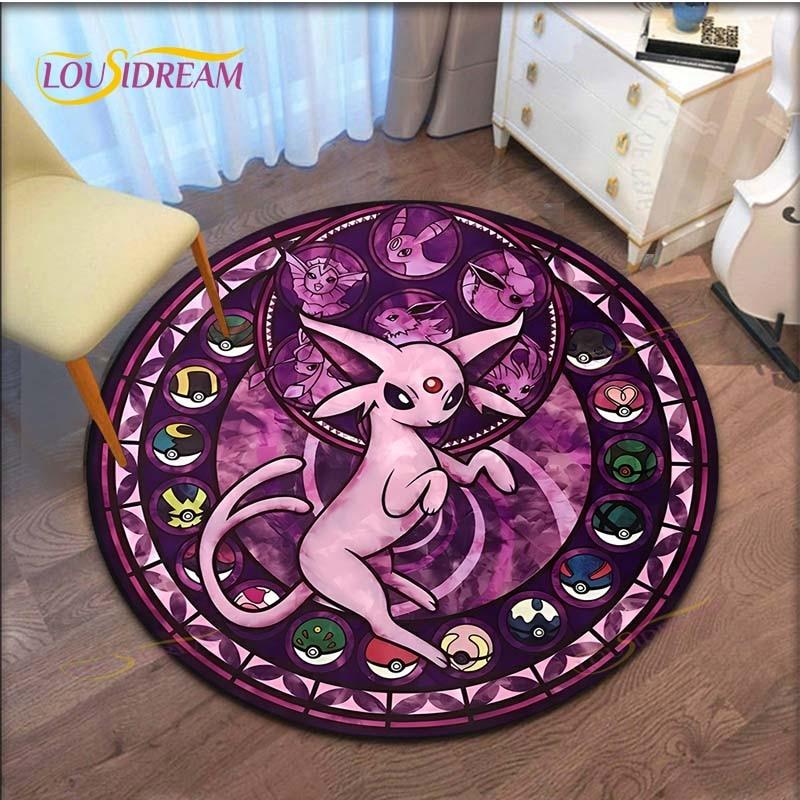 Cartoon Pokemon Runder Teppich für Wohnzimmer Teppich Bodenteppich Badematte Schlafzimmerteppich für Kinderzimmer Fußmatte