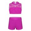 2st Barn Flickor Ärmlöst blommigt linne i spets med bottenset Atletisk outfit Crop Top Balett Gym Träning Atletisk Danskläder