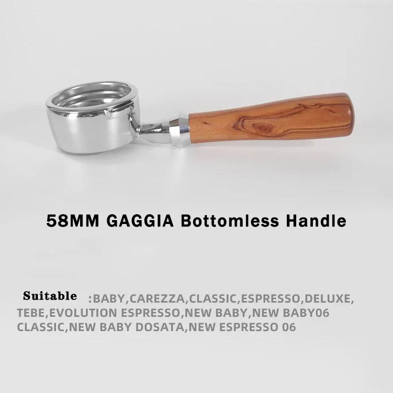 Filtro da 58 mm per Macchina da Caffè GAGGIA Portafiltro Senza Fondo per Caffè Espresso Casalingo Manico in Legno Massello Strumento Universale da Barista