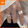 BF CLUB 925 Sterling Rings for Women Simple Geometric Handmade Irregular Retro Wide Ring Allergy For Birthday Party Gift