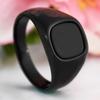 Black Retro Black Rings Jewelry Glass Stone Rings High-end Black Stone Square Ring  Men