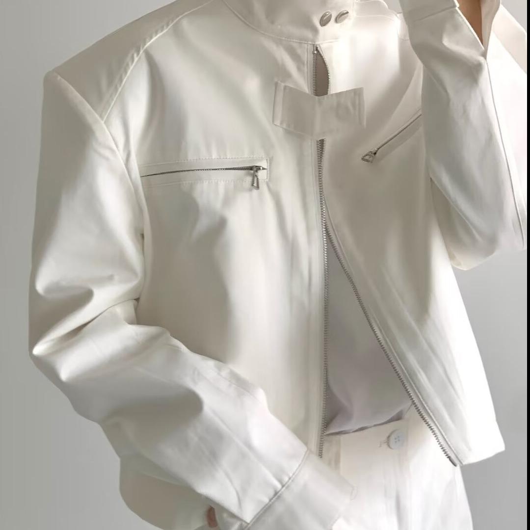 

Мужская ретро-куртка для мотоциклистов High Street - высококачественная наплечная накладка, стиль весна/осень XL белый