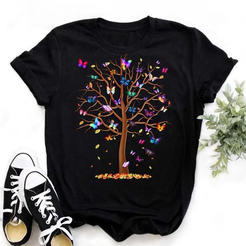 Female Short Sleeve Tshirt Harajuku Tee Shirts Girls T-shirts Fashion Red Poppy Women T Shirt Funny Black Printed Tops Tee