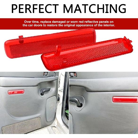 2PCS Car Door Red Reflector Panel, Compatible with Chevrolet GMC Yukon 2003-2007, Rear Left Driver and Right Passenger Side Door Interior Reflector,