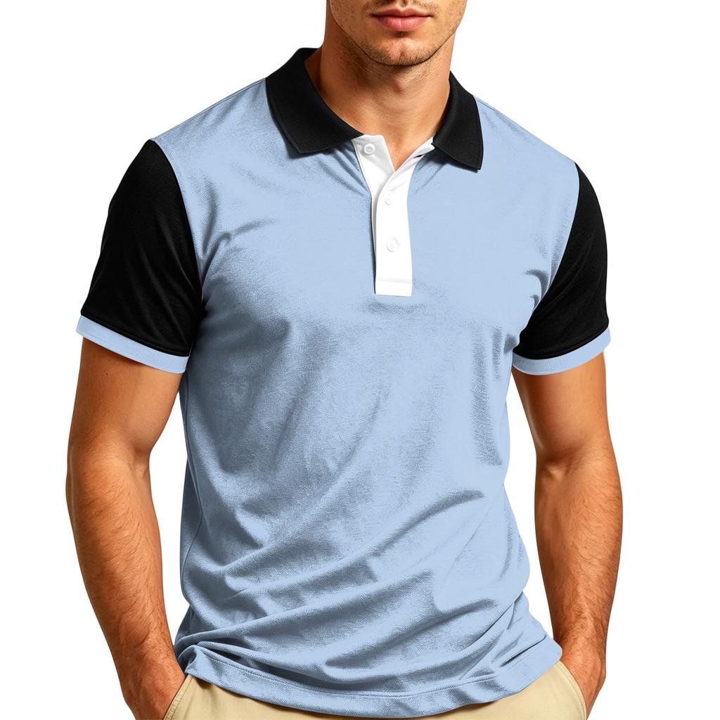 Maglietta Polo Casual da Uomo a Manica Corta con Collo T-shirt Tessuto Leggero Traspirante Morbido Top Estivo