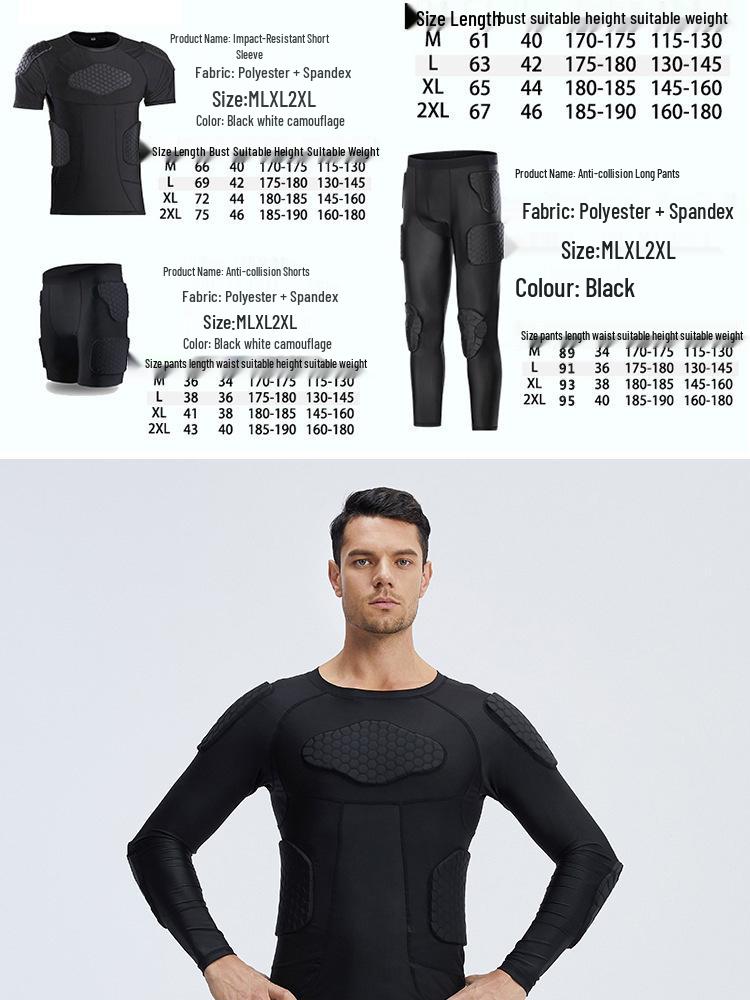 Rugby/Football Anti-collision Protective Gear Set: Padded Pants & Shoulder Pads for Goalkeepers - Tight-fitting, 3D Sports Equipment