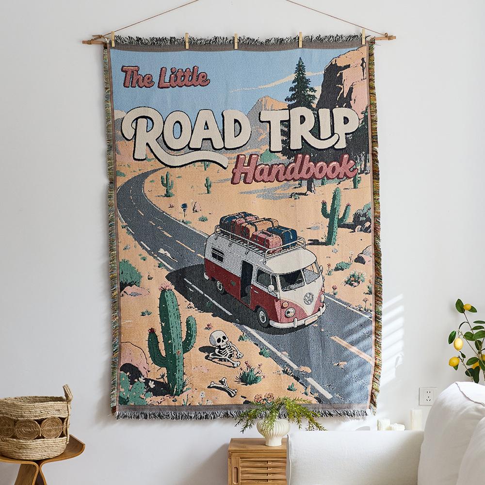 Retro Star and Moon Cloud Scene Hanging Cloth Art Style Fabric Hanging Painting Homestay Wall Decoration Background Cloth Cotton Yarn Fringed Tapestry