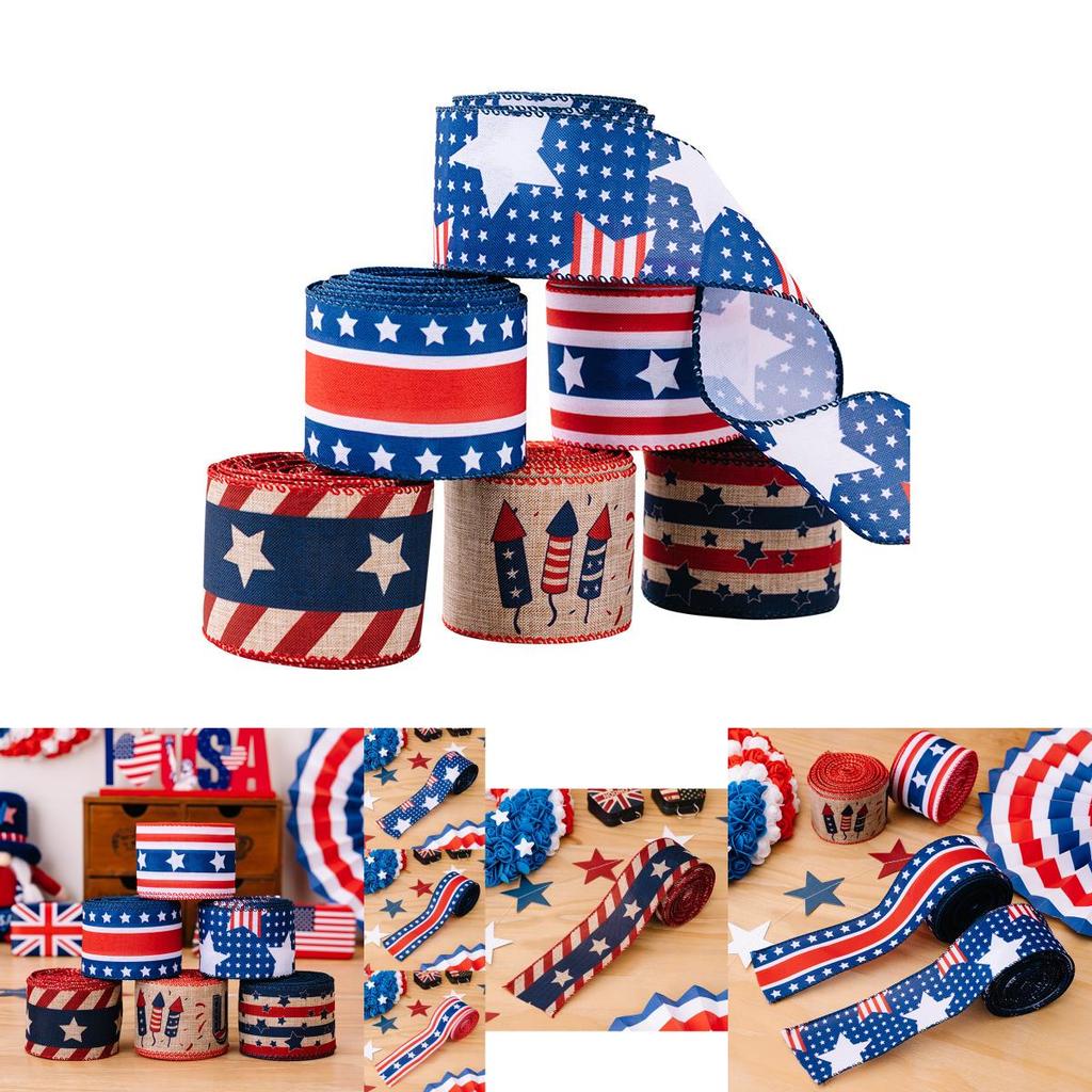 Vibrant Patriotic Independence Day Decoration American Ribbon Festive Banners In Red White And Blue