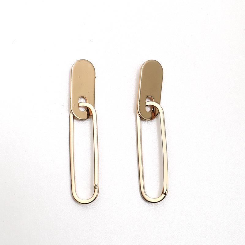 Trendy Minimalist Long Slimming Paperclip Metal Earrings with a Japanese-Korean Chic Style