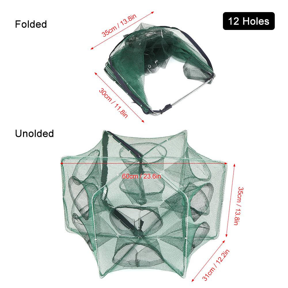 Foldable Fishing Net   6 Hole Fishing Net Shrimp Cage Trap Minnow Crab Baits Mesh Trap Net