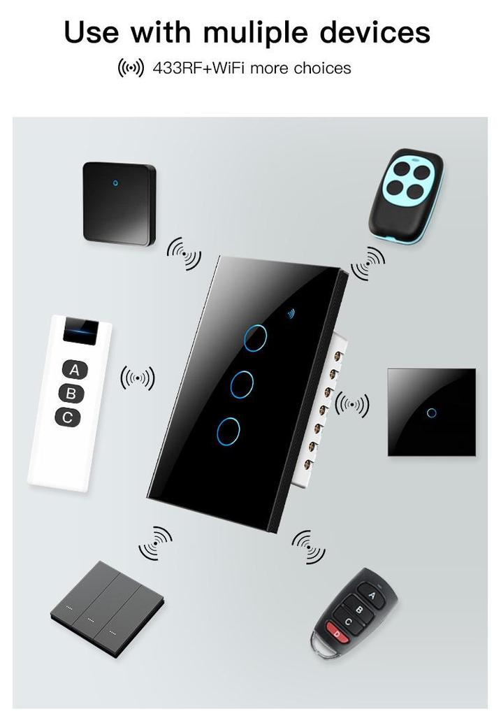 Graffiti Smart Voice-Controlled WiFi Touch Switch Panel, Alexa-Compatible, US Specifications