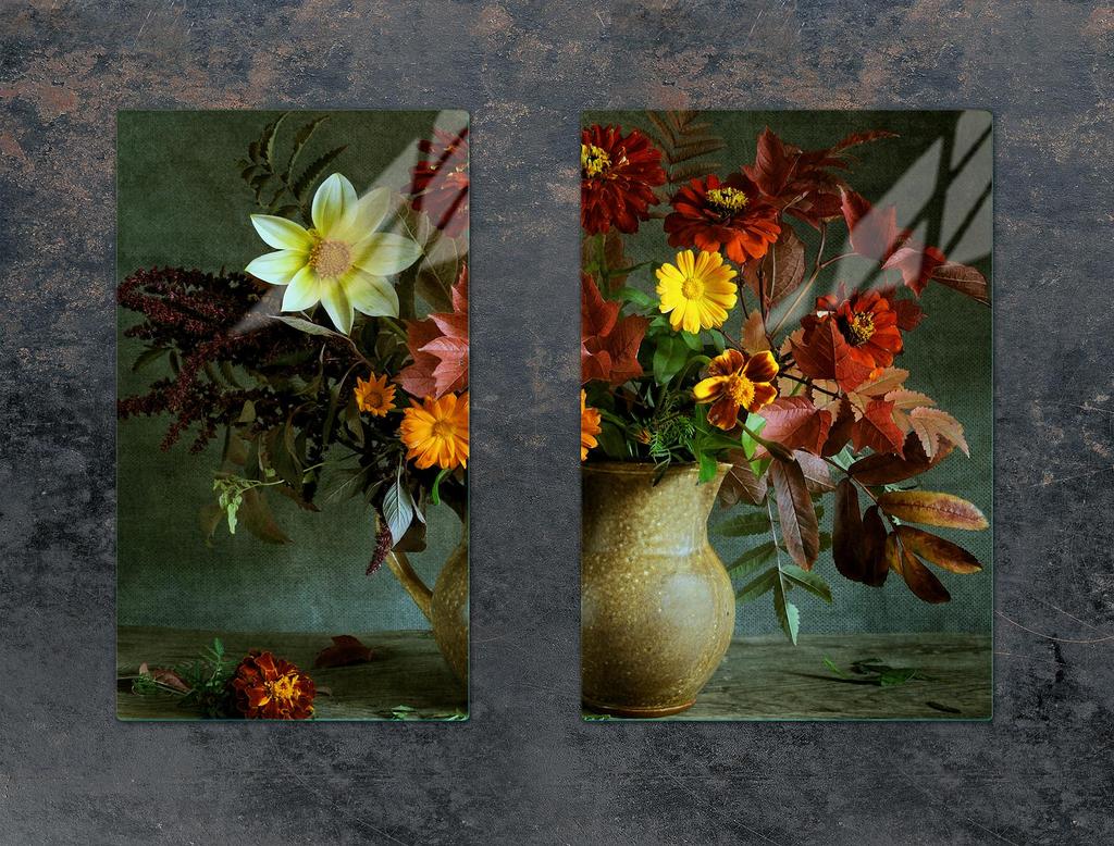 GLAS-SCHUTZPLATTE FÜR DIE KÜCHE 65x52 BLUMEN