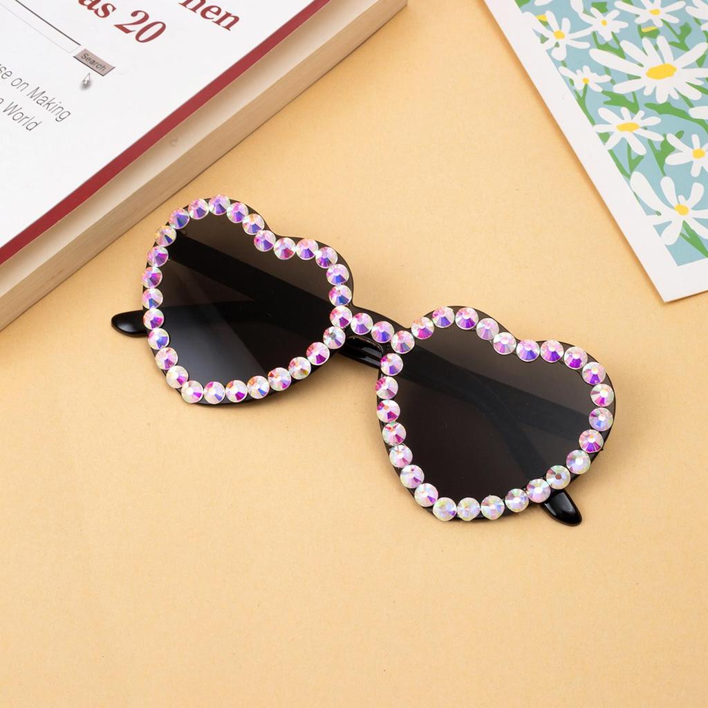 Y2K Love Heart Sunglasses Rimless Frame Rhinestone Decoration Sun Glasses Wedding Dance Party Eyewear Glasses for Women Girs