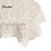 Machine Washable Tablecloth Floral Lace Tablecloth, Square White Doily, Vintage Scalloped Table Easy Clean Cloth Cover for Nightstand Coffee Tea Party