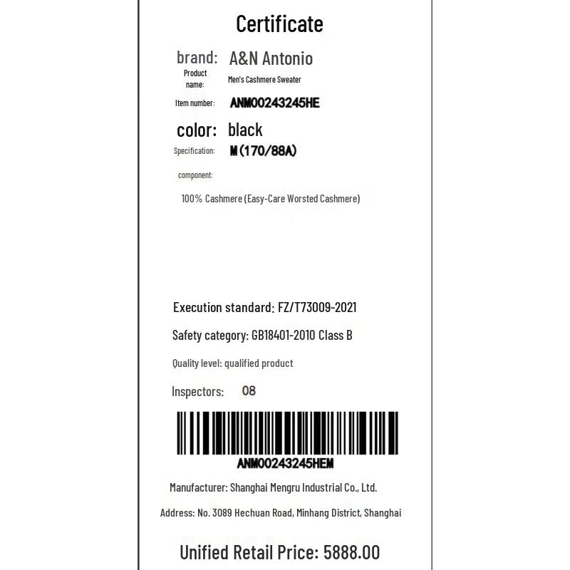 Antonio Pánský jemný 100% kašmírový rolák