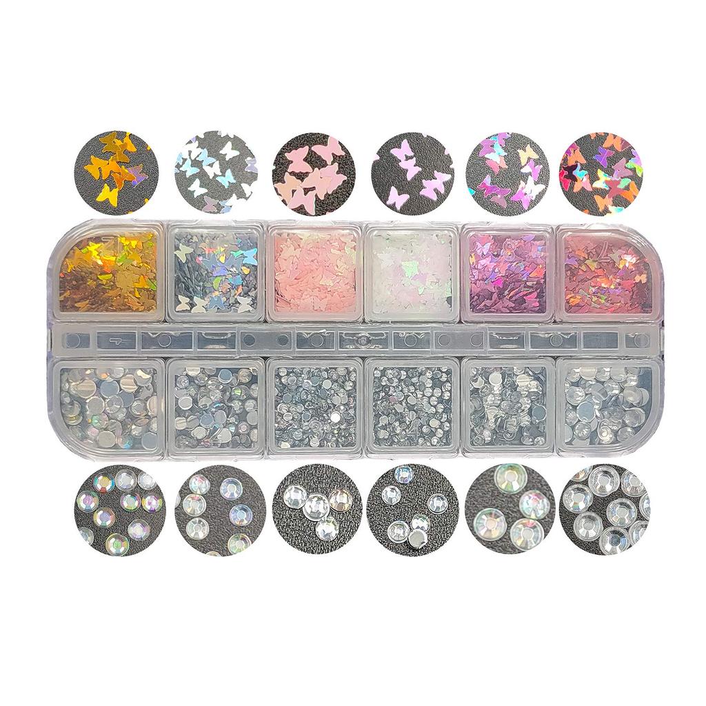 S.A.V.I 1PC. DIY Nail Art 12 Different Sequins Colorful Butterfly Paillette Glitter Style Manicure Flakes (Butterfly Love Series)