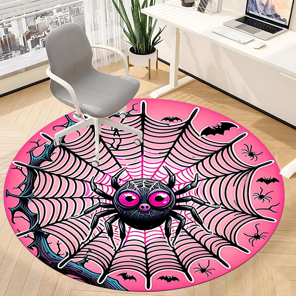 1pc Spider Web Office Round Area Rug, Indoor Mat Suitable ForOffice, Under Office Chairs Bedroom Living Room Home Decor, Room Deco,  n54