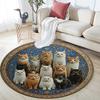 Cats Round Area Rug,Carpet Rug for Living Room Bedroom Sofa Playroom Decor,Non-slip Floor Mat