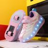 Runaway Shoes Double Wheel Pulley Shoes Buckle Sports Shoes 225 Spring and Autumn New Children's Charging Light Shoes Sports Skates