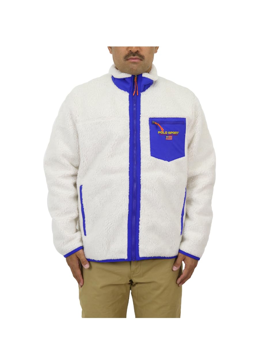 

POLO RALPH LAUREN Retro Pile Fleece Jacket Cream 01010006 Men s Zip-Up (Size XS, Blue)