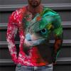 2023 Autumn Plus Size O-Neck Long Sleeve T-shirt Men's Clothing Men's T-shirt 3D Animal Print Top Casual Street Vintage T-shirt
