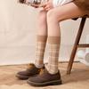 Double Needle Double Way Socks Women's Calf Socks Pressure Slim Leg Tall Cotton Socks Season Vintage British Style Women's Stockings