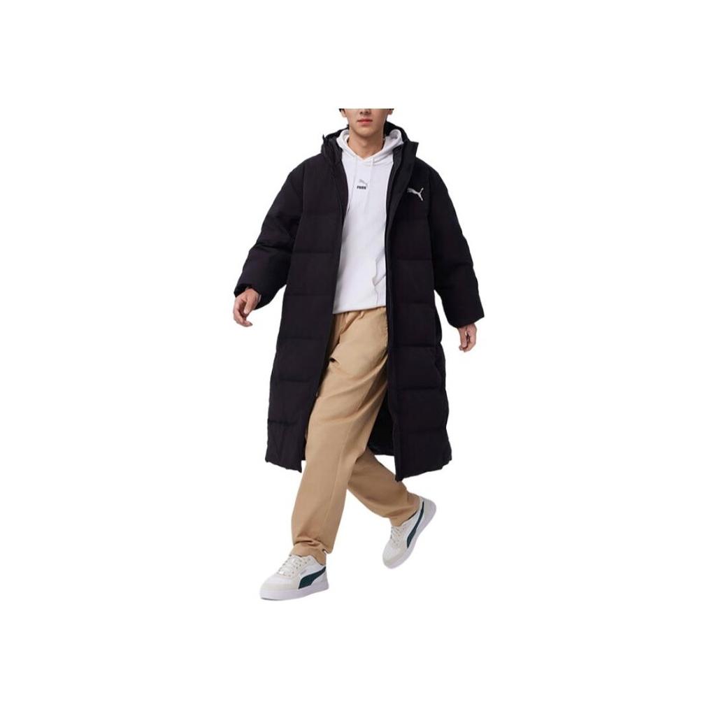 Puma Long Oversized Down Coat Outdoor Windproof Warm Loose Hooded Long Down Jacket Men Coats Black 686185-01