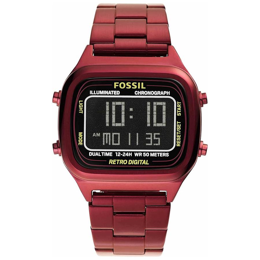 

FOSSIL Men s multifunction quartz watch. Men s chronograph date display alarm square watch. Stainless steel strap. LCD display.FS5897